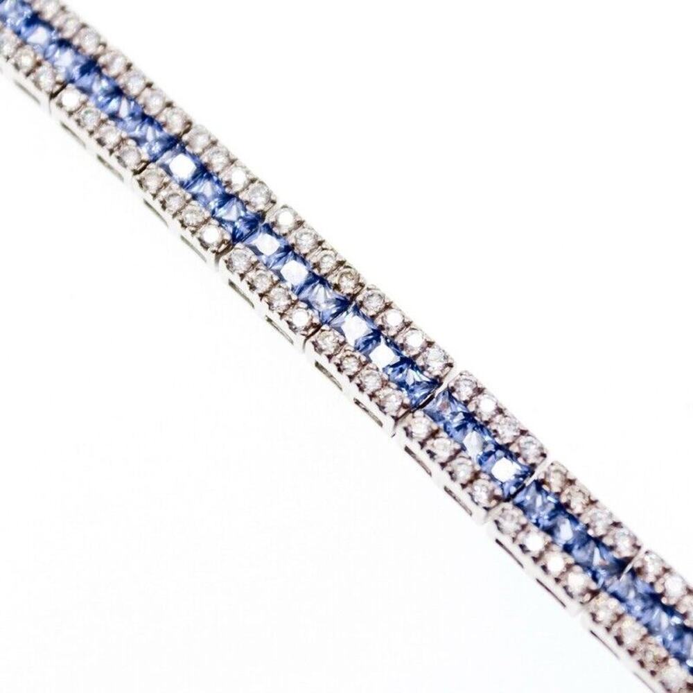 925 STERLING SILVER TANZANITE & CZ BRACELET SIZE 7.5 IN - Picture 1 of 9